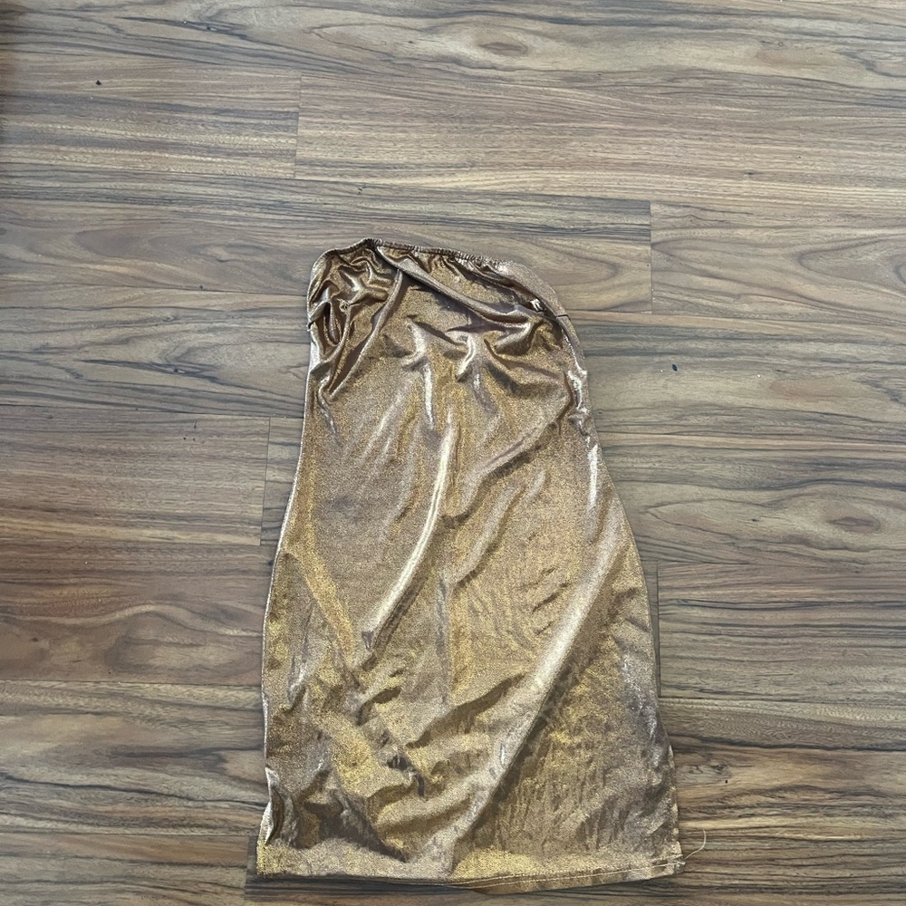 Orange Metallic mini bodycon dress